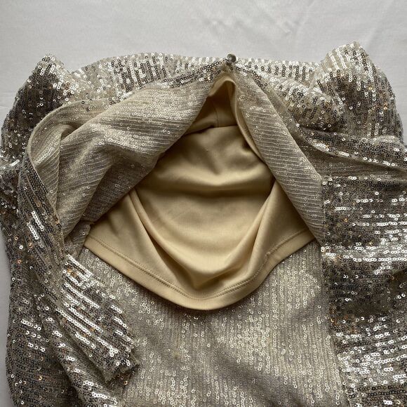 NWT Zara Trafaluc Silver Sequin Midi Dress Size Medium - Picture 15 of 16